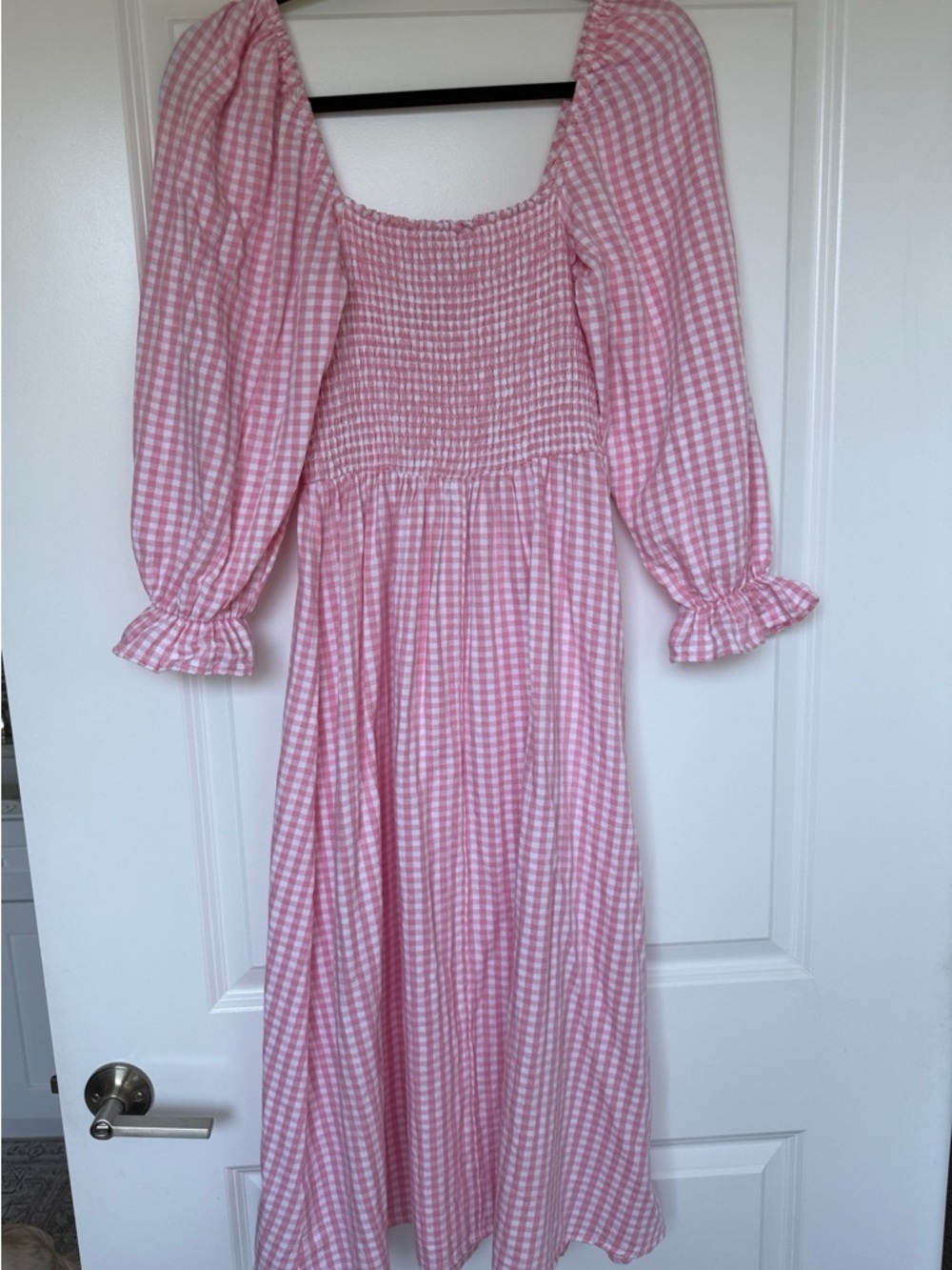 Smocked Pink Gingham Dress